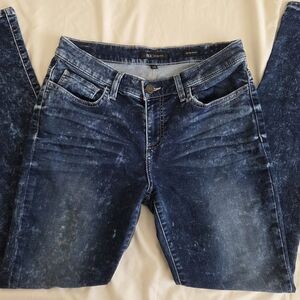 BKE Reserve Womens Navy Acid-Wash Skinny Jeans